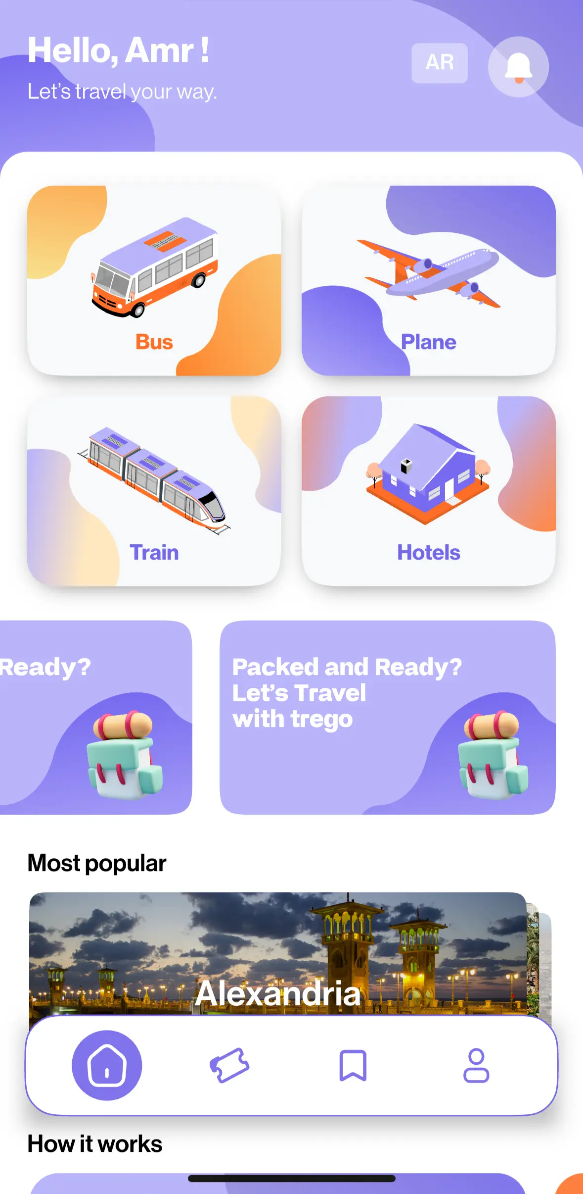 Trego App Home Screen